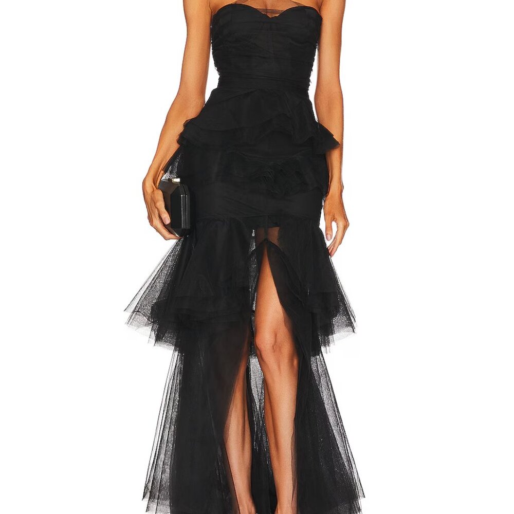 MICHAEL COSTELLO x REVOLVE Alai Black Mesh Gown S $358 Dress
